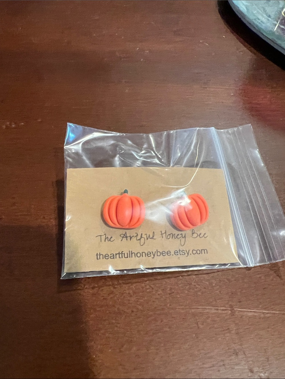 Handmade Orange Pumpkin Stud Earrings